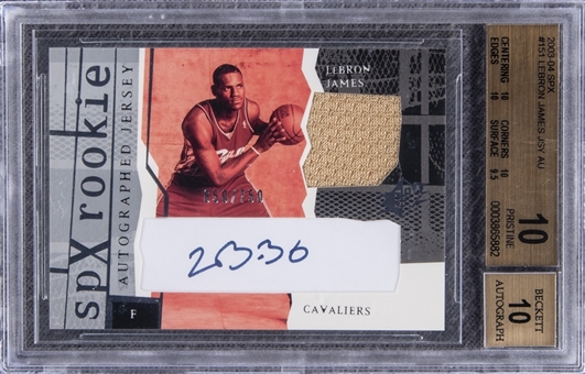 2003-04 Upper Deck SPX #151 LeBron James Signed Patch Rookie Card (#650/750) – BGS PRISTINE 10/BGS 10